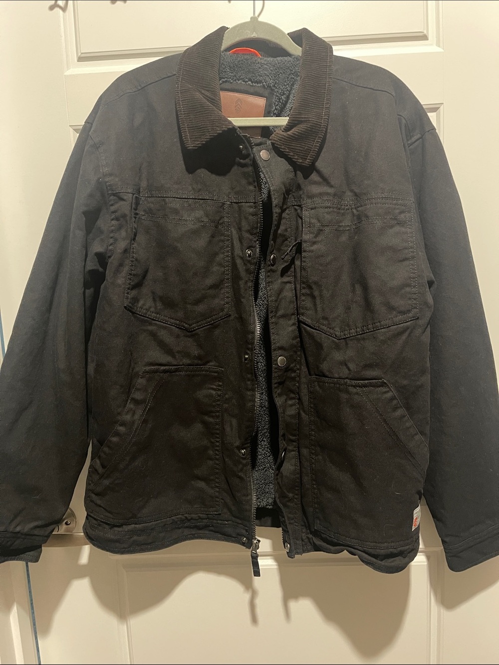 Free Country Black Field Jacket with Brown Corduroy Collar